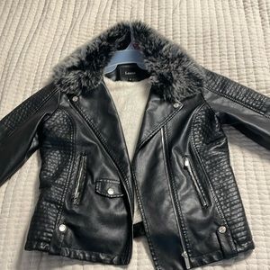 Leather fur jacket